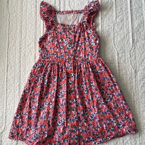 Crewcuts Red & Blue Floral Dress - Size 7